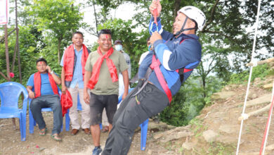 Photo of तनहुँको भिमाद-७ राङरुङमा रुखमा चढ्ने साहसिक खेल शुरु